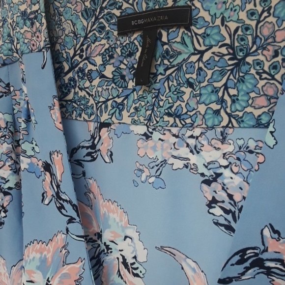 BCBGMaxAzria Kylie Floral Print-Blocked Wrap Dress Size XS - Picture 4 of 7